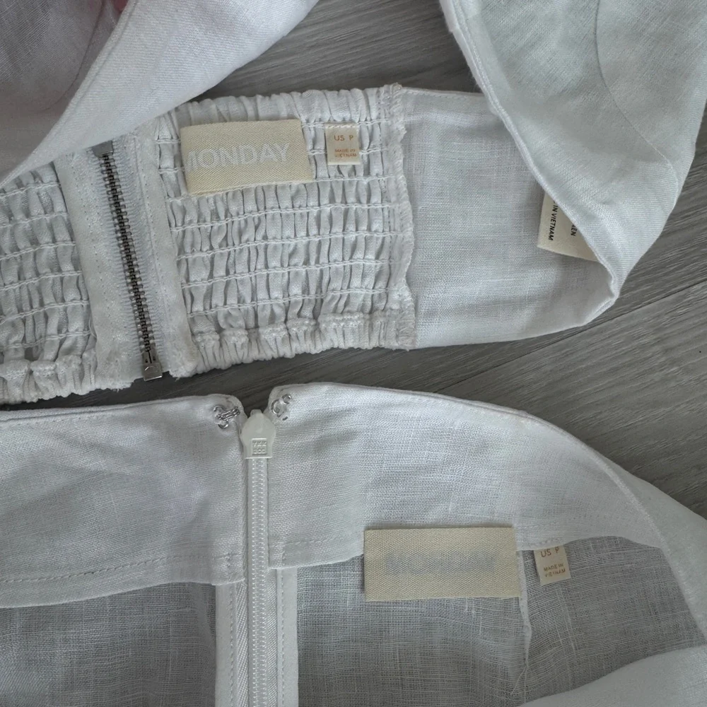 Monday swimwear white linen Montserrat crop top and Fontelina maxi skirt P XS - Picture 9 of 9